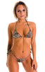 Brazilian Triangle Top in Super ThinSKINZ Cheeta, Front View; Brazilian Triangle Top in Super ThinSKINZ Cheeta, Rear View; Brazilian Triangle Top in Super ThinS