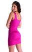 womens sexy mini dress bodycon rock star club sleeveless micro dresses in magenta; Mini Dress in Magenta, Rear View; Mini Dress in Magenta, Front View; Mini Dre