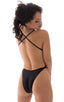 One Piece Swimsuit  Criss Cross Rio in ThinSkinz Black, Front View; One Piece Swimsuit  Criss Cross Rio in ThinSkinz Black, Rear View; One Piece Swimsuit  Criss