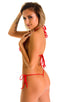 Brazilian Triangle Swim Top in Wet Look Red, Front View; Brazilian Triangle Swim Top in Wet Look Red, Rear View; Brazilian Triangle Swim Top in Wet Look Red, Fr