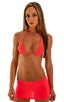 S7 - Womens Micro Mini Skirt - Solid Sheer Semi Sheer 5537 Neon coral - Skinzwear