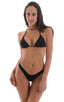 Brazilian Triangle Swim Top in Semi Sheer ThinSKINZ Black, Rear View; Brazilian Triangle Swim Top in Semi Sheer ThinSKINZ Black, Front View; Brazilian Triangle 