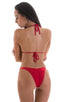 High Cut - Half Back - Scrunchie Bottom in Semi Sheer ThinSkinz Red, Rear View; High Cut - Half Back - Scrunchie Bottom in Semi Sheer ThinSkinz Red, Front View;