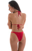 High Cut - Half Back - Scrunchie Bottom in Semi Sheer ThinSkinz Red, Rear View; High Cut - Half Back - Scrunchie Bottom in Semi Sheer ThinSkinz Red, Front View;