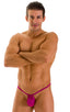 mens micro g string thong swimsuit bikini in Magenta; G String Swimsuit - Adjustable Pouch in Magenta, Rear View; G String Swimsuit - Adjustable Pouch in Magen