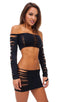 Womens Slashed Micro Mini Skirt in Black, Front View; Womens Slashed Micro Mini Skirt in Black, Rear View; Special Order Notice; Womens Slashed Micro Mini Skirt