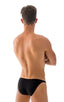 Stuffit Pouch Bikini Swimsuit in ThinSKINZ Black, Front View; Stuffit Pouch Bikini Swimsuit in ThinSKINZ Black, Rear View; Stuffit Pouch Bikini Swimsuit in Thin