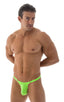 Quick Release Thong - Bravura Pouch in ThinSKINZ Neon Lime, Front View; Quick Release Thong - Bravura Pouch in ThinSKINZ Neon Lime, Rear View; Quick Release Tho