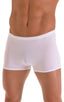 Square Cut Seamless Swim Trunks in Super ThinSKINZ White 1; Square Cut Seamless Swim Trunks in Super ThinSKINZ White, Rear View; Square Cut Seamless Swim Trunks