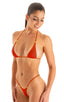 B81CN101G - Womens Micro G String Bottom with Gold Ornaments - Solid Sheer Semi Sheer