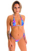 womens best seller micro g string side tie swimsuit in Tahitian Magenta Aqua; Micro G String Side Tie Bikini in Tahitian Magenta-Aqua, Rear View; Micro G String