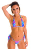womens best seller micro g string side tie swimsuit in Tahitian Magenta Aqua; Micro G String Side Tie Bikini in Tahitian Magenta-Aqua, Rear View; Micro G String