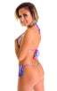 womens best seller micro g string side tie swimsuit in Tahitian Magenta Aqua; Micro G String Side Tie Bikini in Tahitian Magenta-Aqua, Rear View; Micro G String