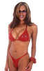 T1 - Womens Classic Triangle Bikini Top - Metallics 3807 Holographic lipstick red - Skinzwear