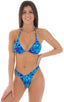 T1 - Womens Classic Triangle Bikini Top - Prints 9155 New world blue - Skinzwear