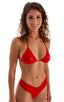 T1 - Womens Classic Triangle Bikini Top - Wet Look 0008 Lipstick red - Skinzwear