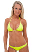 T21 - Womens Brazilian Triangle Bikini Top - Bright Solid 1459 Chartreuse - Skinzwear