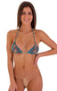 T21 - Womens Brazilian Triangle Bikini Top - Mesh 4505 Aqua snakeskin - Skinzwear