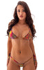 T21 - Womens Brazilian Triangle Bikini Top - Mesh 6520 Neon on dali - Skinzwear