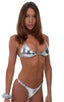 T21 - Womens Brazilian Triangle Bikini Top - Metallic Multi Color 5813 - 3454 Chrome silver - Silver - Skinzwear