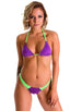 T21 - Womens Brazilian Triangle Bikini Top - Multi Color 2558 - 5536 Grape - Lime - Skinzwear