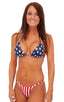 T21 - Womens Brazilian Triangle Bikini Top - Prints 5115 Stars on navy - Skinzwear