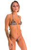 T21 - Womens Brazilian Triangle Bikini Top - Semi Sheer Prints 1554 Cheeta - Skinzwear