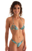 T21 - Womens Brazilian Triangle Bikini Top - Semi Sheer Prints 2550 Aqua snake skin - Skinzwear