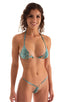 T21 - Womens Brazilian Triangle Bikini Top - Semi Sheer Prints 2550 Aqua snake skin - Skinzwear