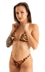 T21 - Womens Brazilian Triangle Bikini Top - Semi Sheer Prints 3554 Wild tiger - Skinzwear