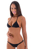 T21 - Womens Brazilian Triangle Bikini Top - Solid Semi Sheer 1537 Black - Skinzwear