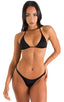 T21 - Womens Brazilian Triangle Bikini Top - Solid Semi Sheer 1537 Black - Skinzwear