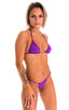 T21 - Womens Brazilian Triangle Bikini Top - Solid Semi Sheer 2558 Grape - Skinzwear