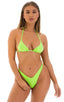 T21 - Womens Brazilian Triangle Bikini Top - Solid Semi Sheer 5536 Lime - Skinzwear