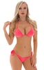T21 - Womens Brazilian Triangle Bikini Top - Solid Semi Sheer 5537 Neon coral - Skinzwear