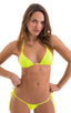 T21 - Womens Brazilian Triangle Bikini Top - Solid Semi Sheer 5538 Neon chartreuse - Skinzwear