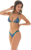 T21 - Womens Brazilian Triangle Bikini Top - Tan Through 2751 Neon ferns - Skinzwear