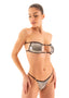 T22JU - Womens Bandeau Bikini Top with Straps and ornaments - Metallics 4851 Platinum glow - Skinzwear