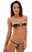T37 - Womens Band aid Bandeau Bikini Top - Metallic 5807 - 6407 Black vinyl - Black - Skinzwear