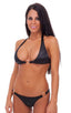 T38 - Womens Palm Beach Halter Swimsuit Top - Wet Look 0007 Black - Skinzwear
