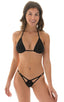 T4 - Womens Banded Triangle Bikini - Solid Sheer Semi Sheer 8567 - 6407 Black - Black - Skinzwear