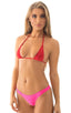 T53 - Womens Maximum Tanning Triangle Top - Solid Sheer Semi Sheer 1538 Red - Skinzwear