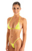 T53CN101G - Womens Maximum Tanning Triangle Top with Gold Ornaments - Solid Sheer Semi Sheer 4556 Lemon lime - Skinzwear