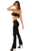 T6 - Womens Key hole Bandeau - Wet Look 0007 Black - Skinzwear
