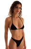 womens best seller t back thong swimsuit high cut tanga style swimwear in sheer black; High Cut Thong Bottom in Super ThinSKINZ Black, Rear View; High Cut Thong