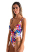 Womens One Piece Zipper Front Swimsuit in White Hibiscus 1; Womens One Piece Zipper Front Swimsuit in White Hibiscus 2; Womens One Piece Zipper Front Swimsuit i