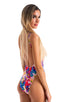 Womens One Piece Zipper Front Swimsuit in White Hibiscus 1; Womens One Piece Zipper Front Swimsuit in White Hibiscus 2; Womens One Piece Zipper Front Swimsuit i