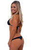 womens sexy t back thong swimsuit micro bikini swimwear in black; Low T Back Thong Bottom in Black, Rear View; Low T Back Thong Bottom in Black, Front Alternati