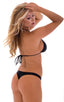 womens sexy t back thong swimsuit micro bikini swimwear in black; Low T Back Thong Bottom in Black, Rear View; Low T Back Thong Bottom in Black, Front Alternati
