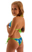 Banded Brazilian Bikini Top in Semi Sheer ThinSkinz Diagonal Plaid, Front View; Banded Brazilian Bikini Top in Semi Sheer ThinSkinz Diagonal Plaid, Rear View; B